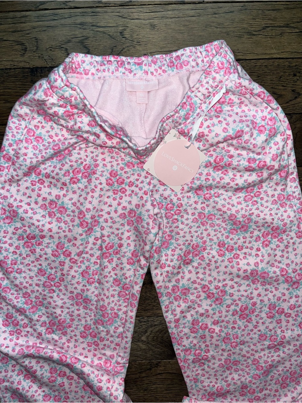 LoveShackFancy rose pink floral Kids Pink Floral sweatpants Pants XXL new - Picture 4 of 5